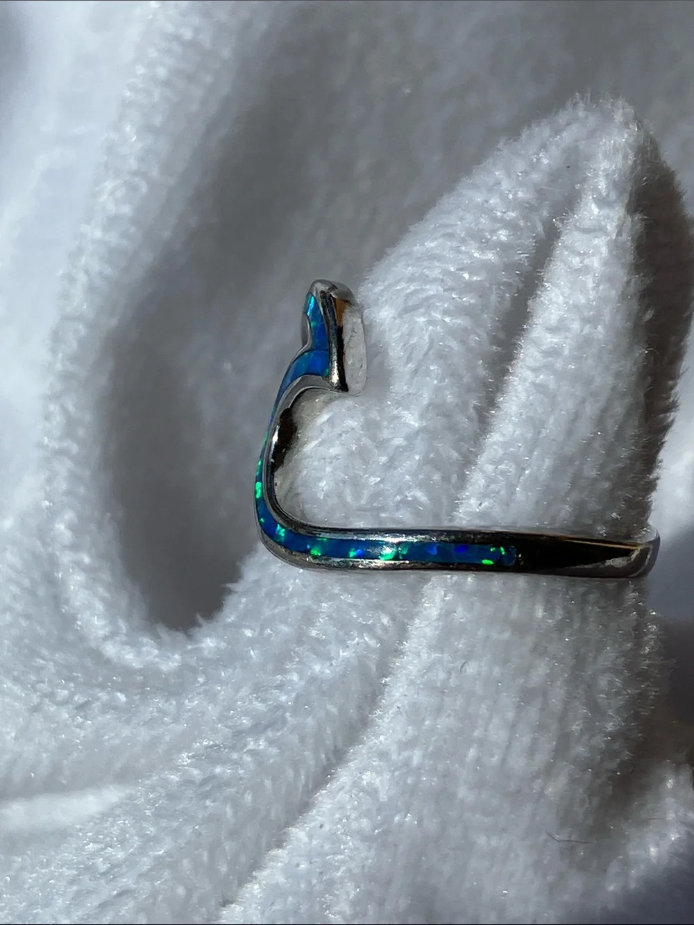 Blue Opal Ocean Wave Ring